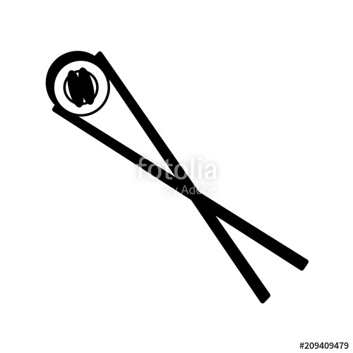 500x500 Sushi With Chopsticks Vector Illustration Graphic Design Stock