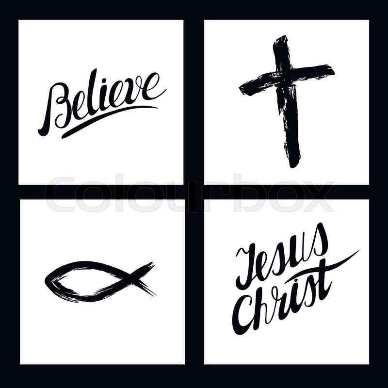 800x800 Christian Symbols. Cross. Inscriptions Made By Hand, Believe