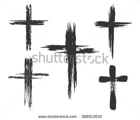 450x388 Hand Drawn Christian Cross Signs. Brush Painted Black Icons