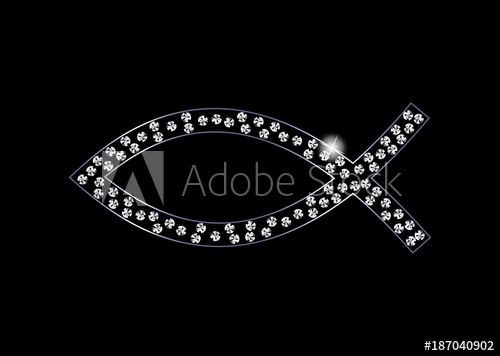 500x356 Diamond Crystals Paved Silhouette Of Christian Fish