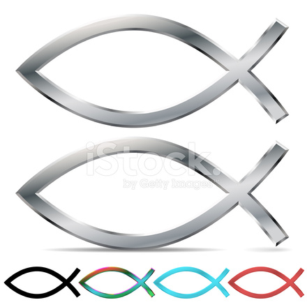 440x440 Christian Fish Metal Stock Vector