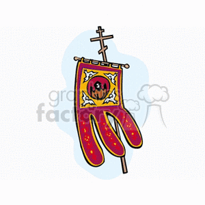 300x300 Royalty Free A Red And Gold Christian Flag 164298 Vector Clip Art