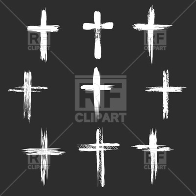 400x400 Set Of White Christian Crosses On Black Background Vector Image