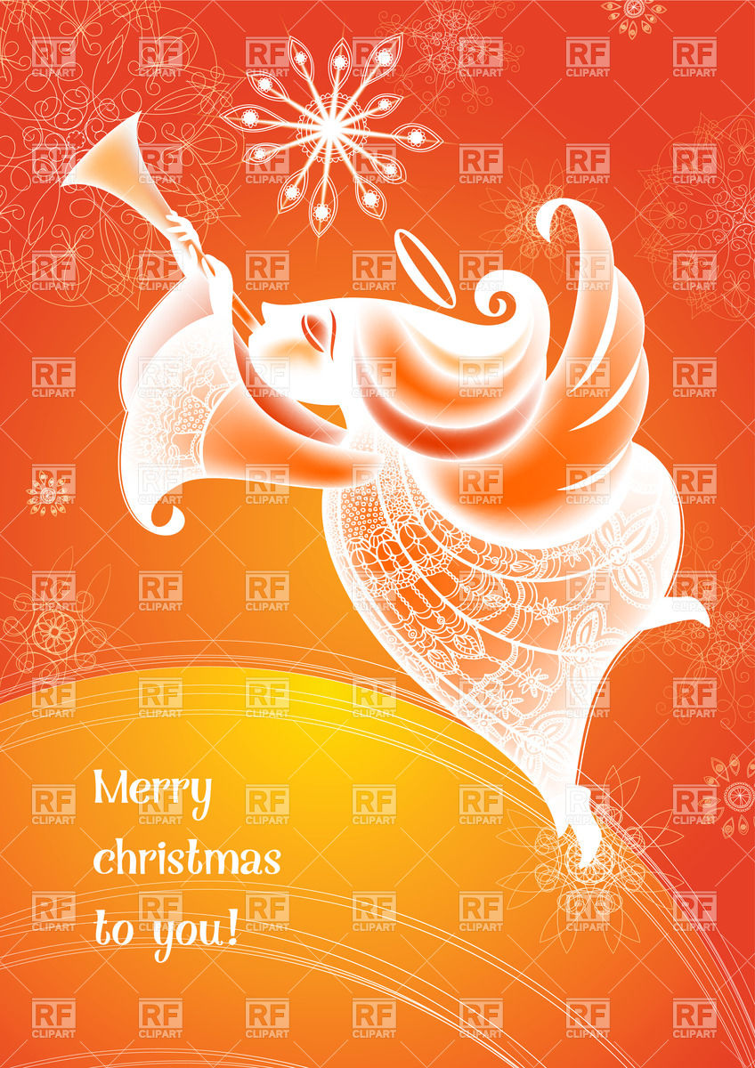 848x1200 Christmas Angel Playing The Horn Vector Image Vector Artwork Of
