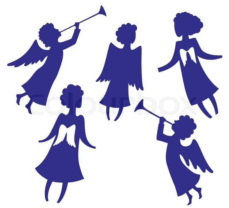 800x727 A Set Of Angel Silhouettes Fo Christmas Design Stock Vector