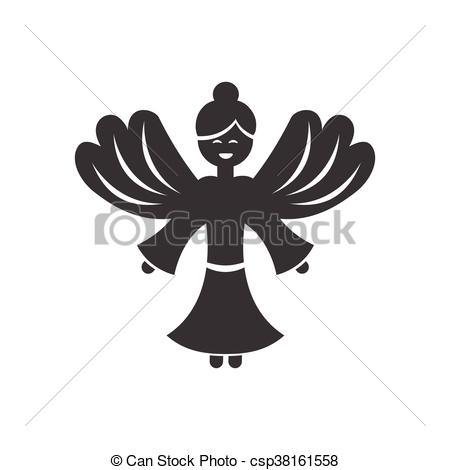 450x470 Flat Icon In Black And White Style Christmas Angel.