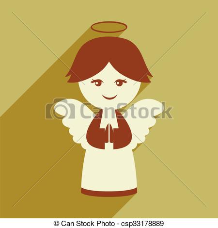 450x470 Flat Icon With Long Shadow Christmas Angel Vector