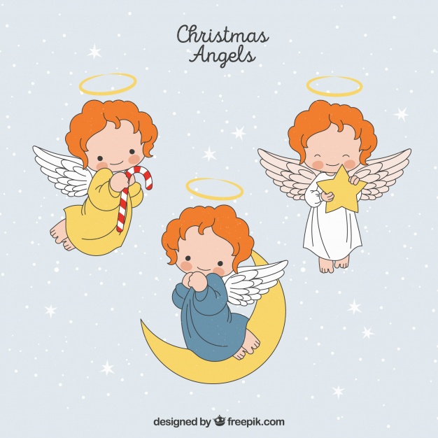 626x626 Set Of Hand Drawn Christmas Angels Vector Free Download