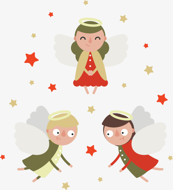 599x658 Three Christmas Angels, Christmas Vector, Little Angel, Flat Angel
