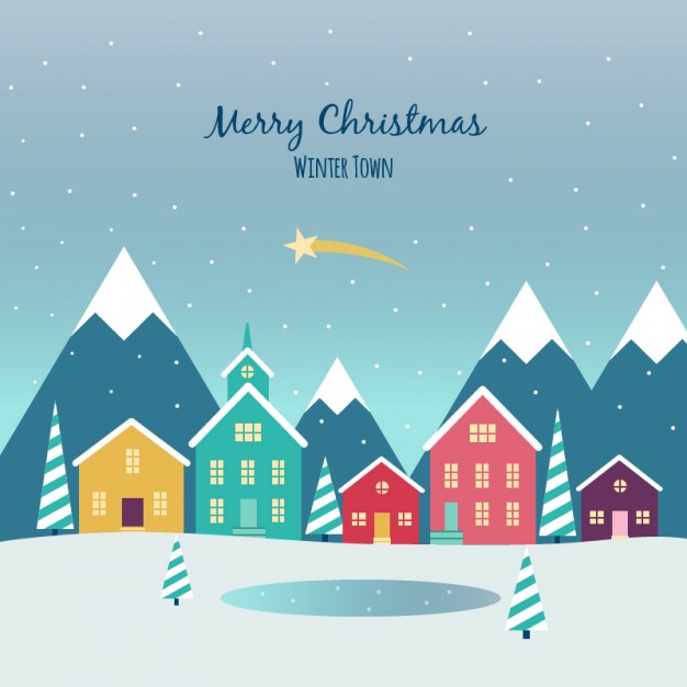 626x626 Christmas Town Flat Background Vector Free Download, Christmas