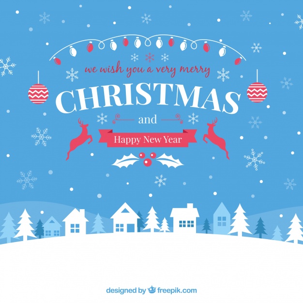 626x626 Christmas Background With Lovely Village Vector Free Download