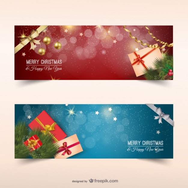626x626 Christmas Banners With Presents Vector Free Download