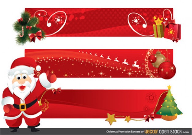 626x441 Santa Vector Character With Christmas Banners Vector Free Download