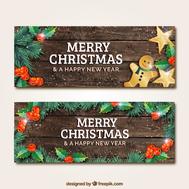 626x626 Wooden Christmas Banners Vector Free Download