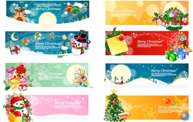 626x396 Christmas Banners Pack With Elk Tree Snowman Gift Download Free