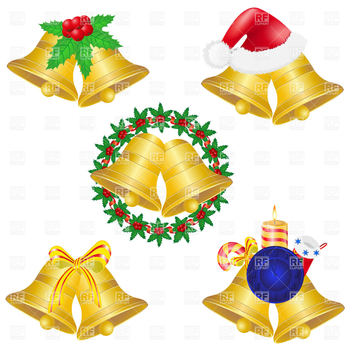 1200x1200 Christmas Bells Set Icons Vector Image Vector Artwork Of Objects