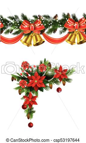 283x470 Vector Christmas Border Collection With Bells Isolated On White.