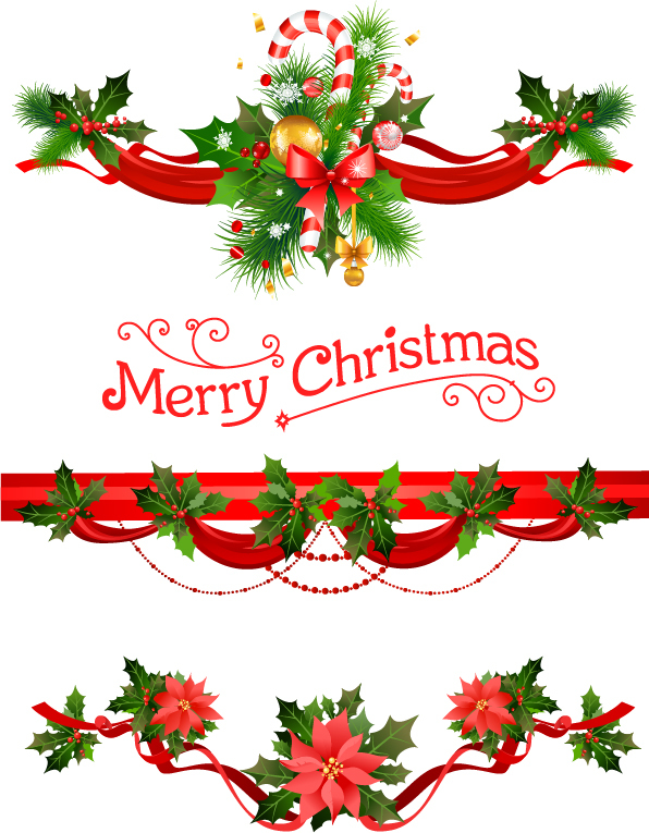 596x765 Christmas Borders Decor Vectors Set 03 Free Download