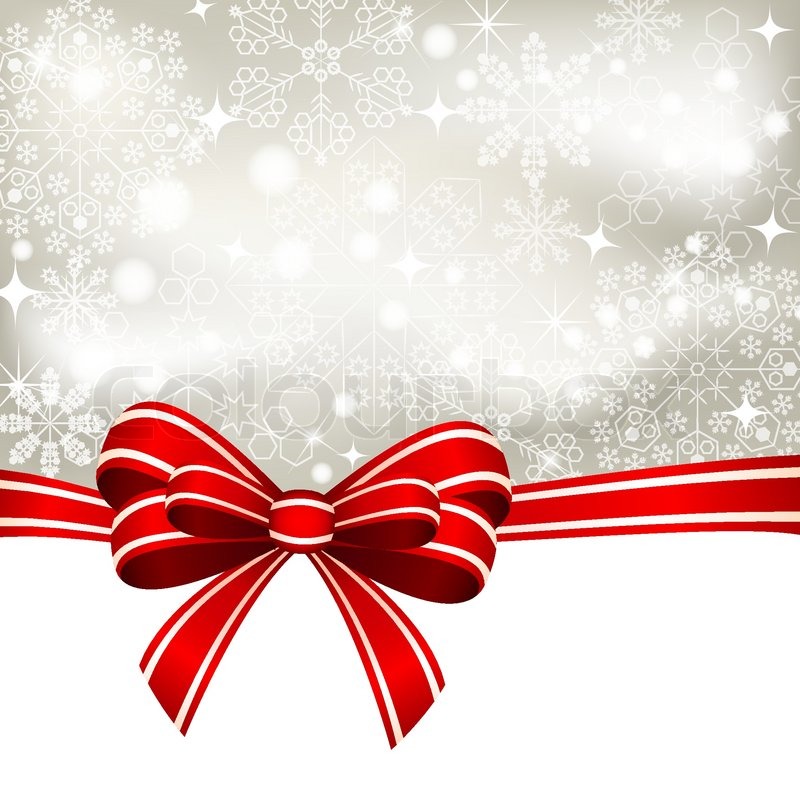 800x800 Christmas Background With Red Ribbon With Bow Stock Vector