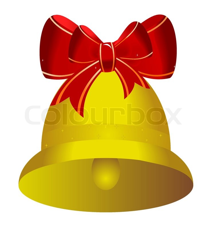 737x800 Golden Christmas Bell With Red Bow