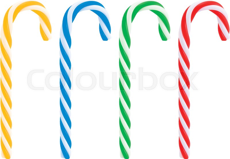 800x552 Set Of Realistic Christmas Candy Cane. Vector 3d Illustration Icon