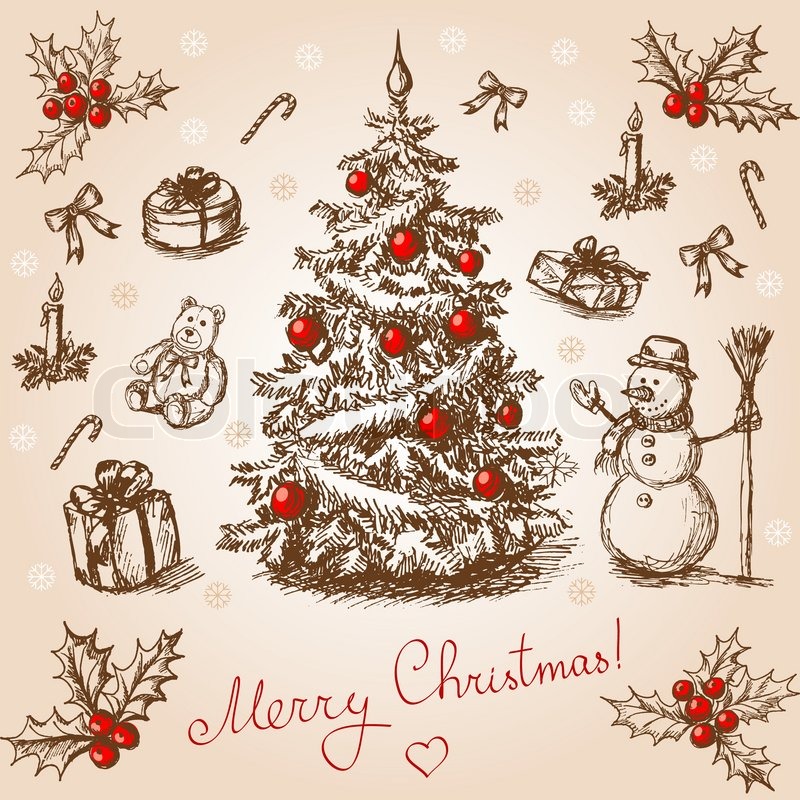 800x800 Vintage Christmas Card Vector Stock Vector Colourbox