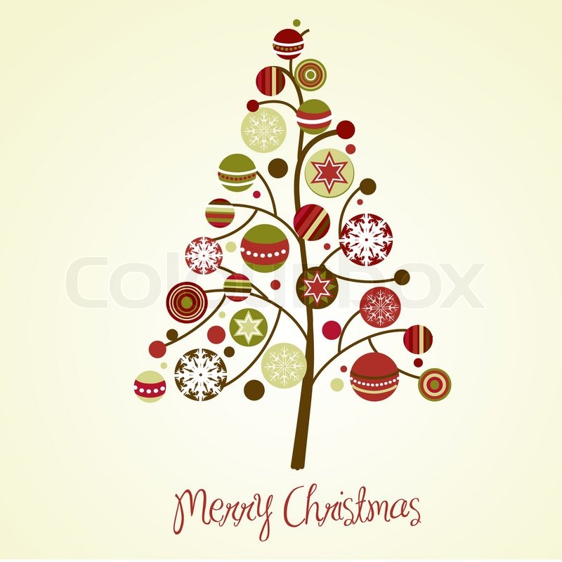 800x800 Beautiful Christmas Tree Illustration Christmas Card Stock