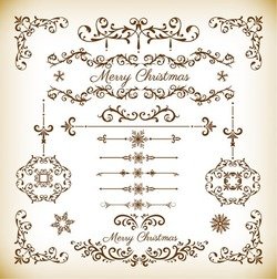 250x252 Free Christmas Decorative Floral Elements Vector Set Psd Files