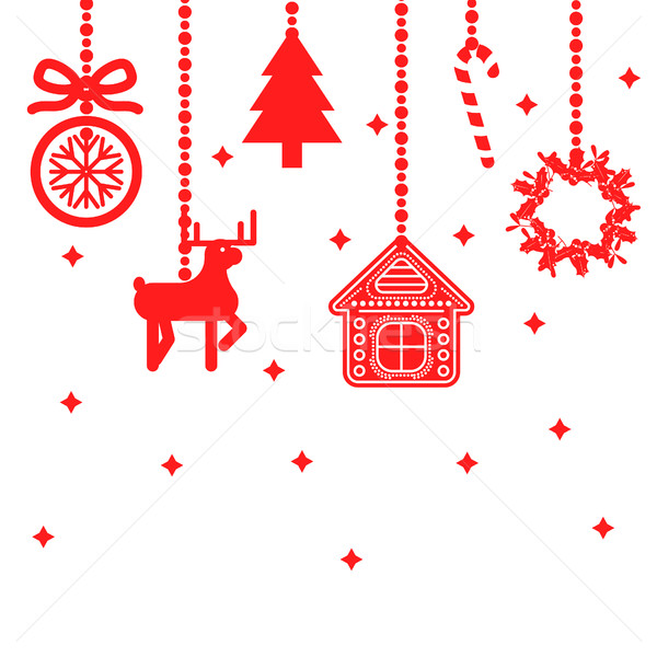 600x600 Hanging Christmas Toys Decoration Vector. Vector Illustration