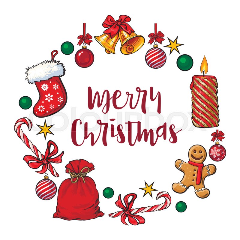 800x800 Round Frame Of Christmas Decorations