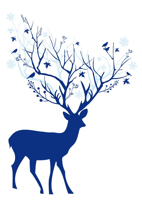 490x700 Blue Christmas Deer, Vector Wall Mural We Live To Change