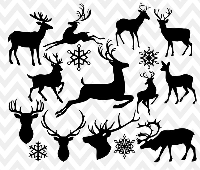 642x544 Deer Silhouettes Clip Art Vector Christmas Silhouette Etsy