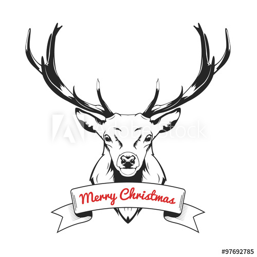 500x500 Christmas Deer Vector Illustration