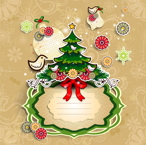 500x499 Christmas Cute Greeting Cards Design Vector 07 Free Download