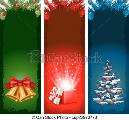 450x420 Christmas Banners. Set Of Three Beautiful Vertical Christmas