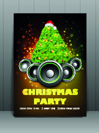 340x454 Christmas Party Flyer Vector Template 04 Free Download