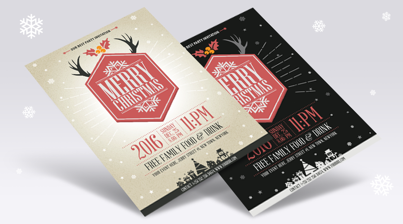 810x450 Free Vector Vintage Party Christmas Flyer Template Design