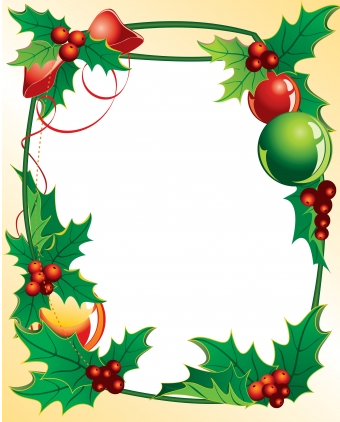 340x422 Christmas Holly Frame Vector Free Download