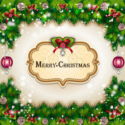 500x500 Pine Needles Frame Christmas Background 02 Free Download