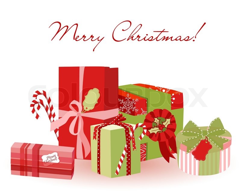 800x632 Cute Christmas Gifts. Creative Packaging Stock Vector Colourbox