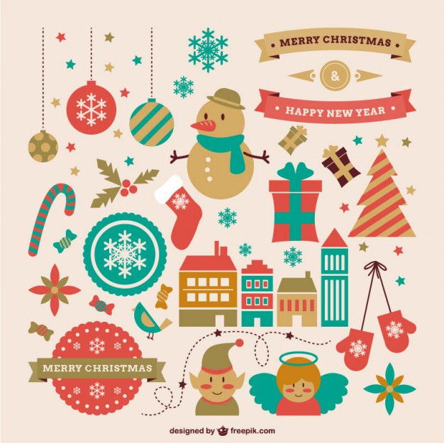 626x625 Retro Style Graphic Resources For Christmas Vector Free Download