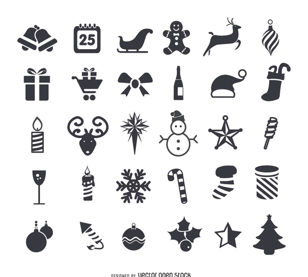 602x541 Christmas Flat Icons Set Free Vector Download 335701 Cannypic