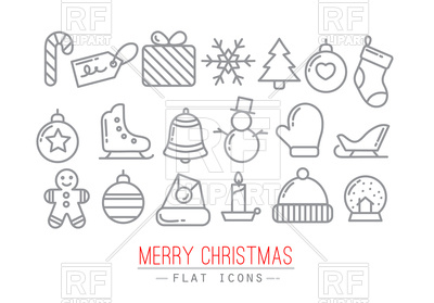 400x279 Christmas Icons On White Background, Winter Elements Vector Image