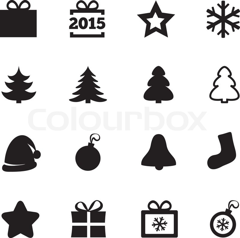 800x796 Christmas Icons. New Year 2015 Icons. Vector Black Icons Set