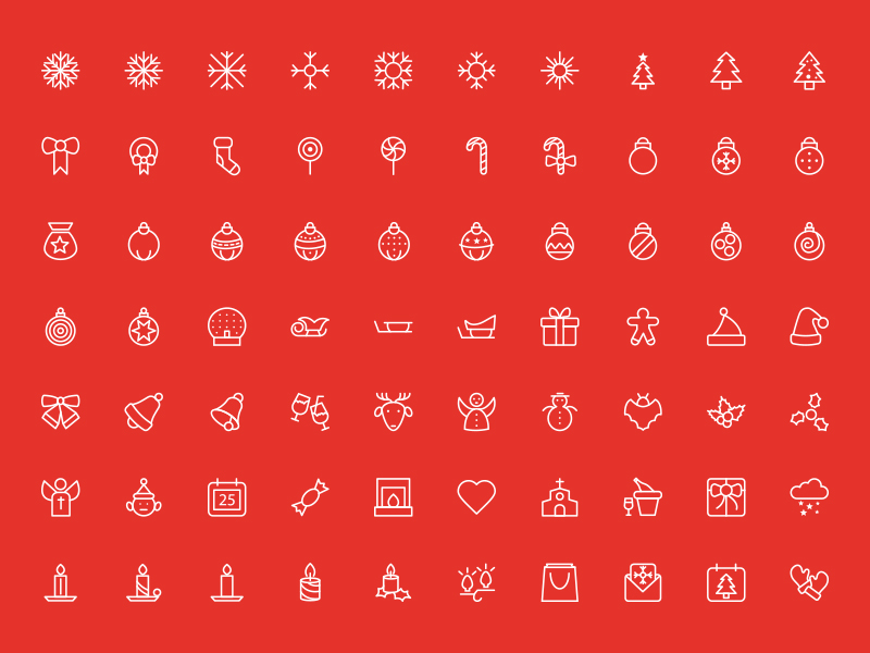 800x600 Merry Christmas Outline Vector Icons By Asif Aleem