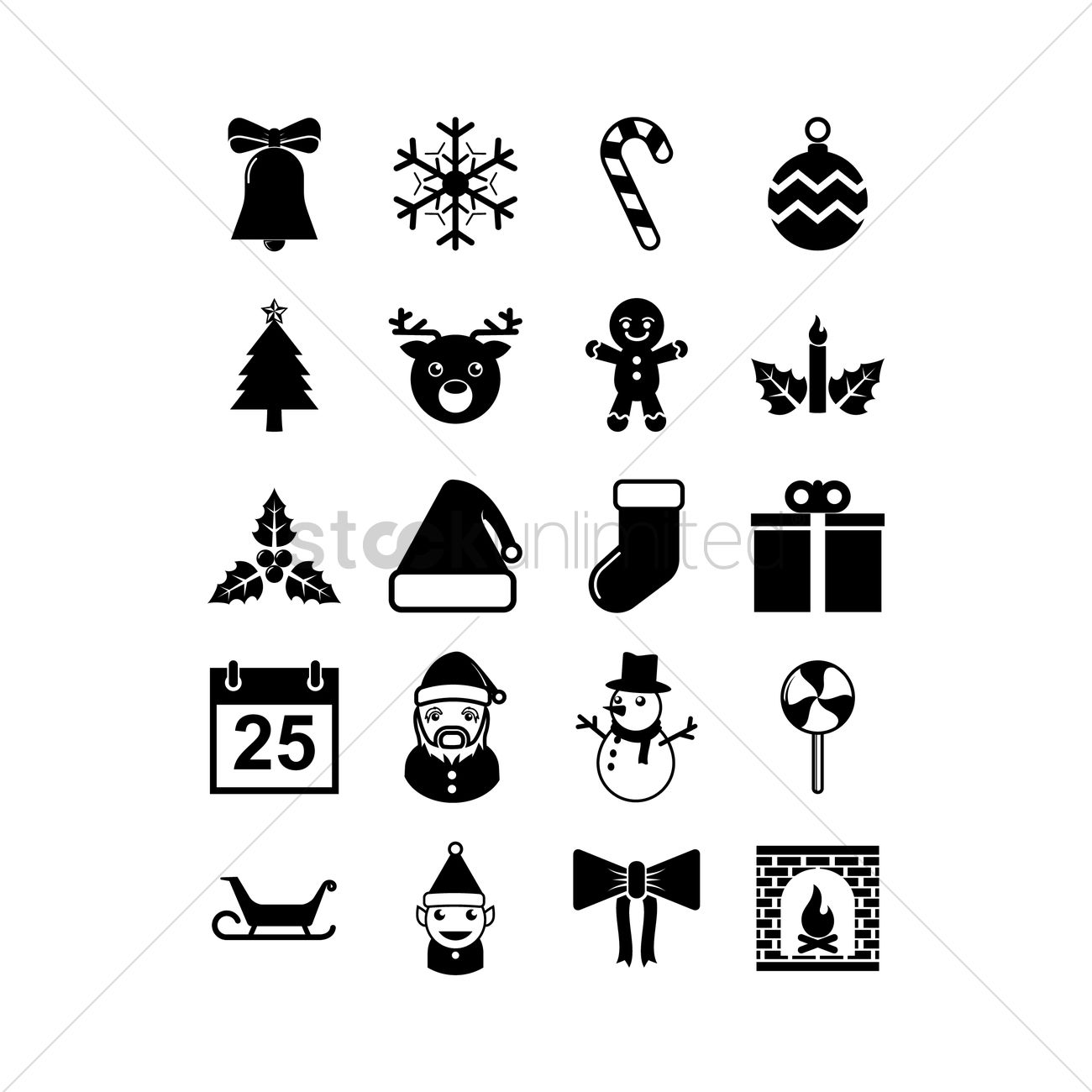 1300x1300 Set Of Christmas Icons Vector Image