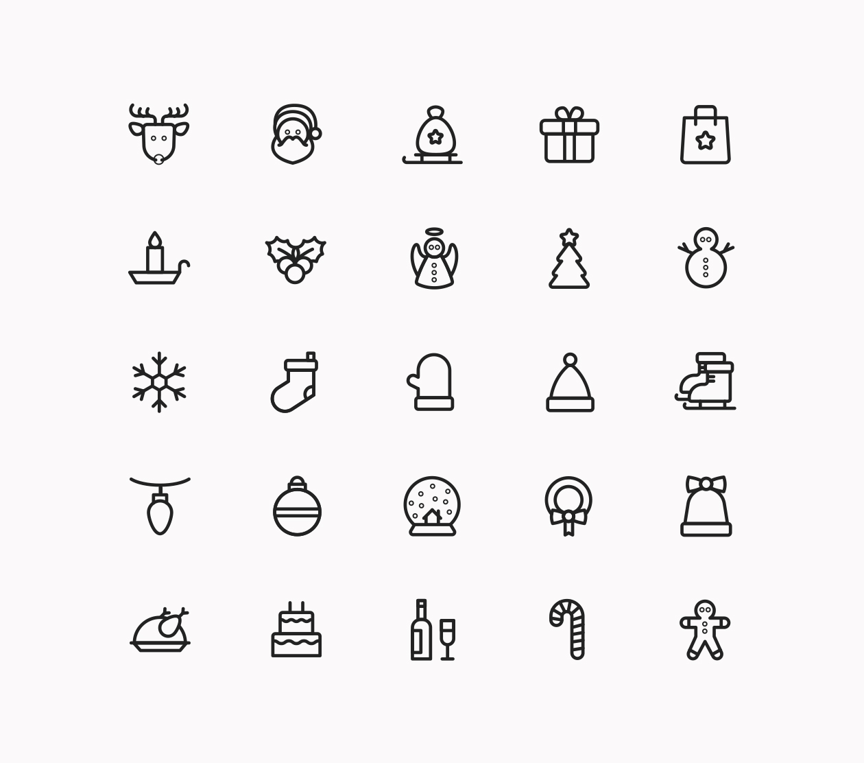1260x1112 Winter Line Vector Icons
