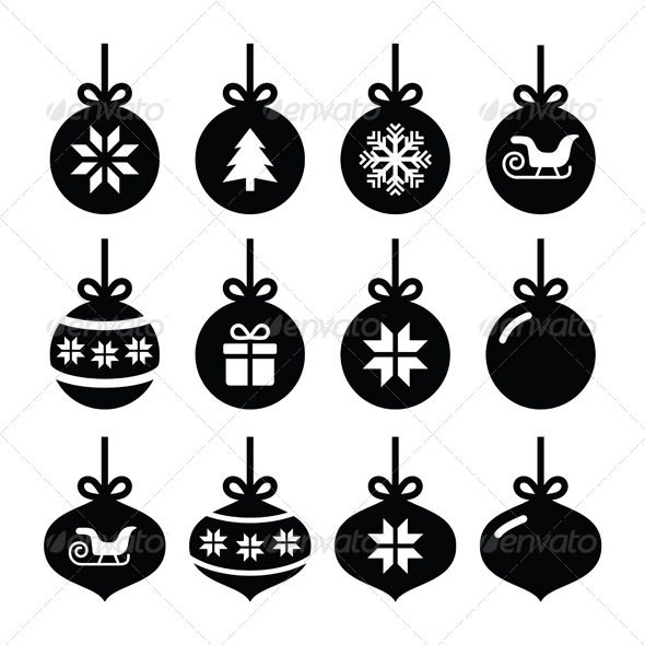 590x590 Christmas Ball, Christmas Bauble Vector Icons Set By Redkoala