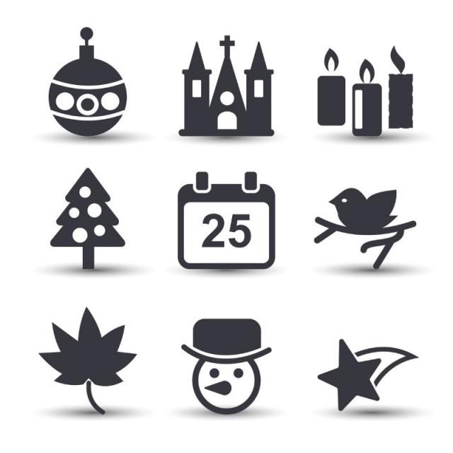 640x640 Christmas Icons Vector Black, Christmas Vector, Black Vector