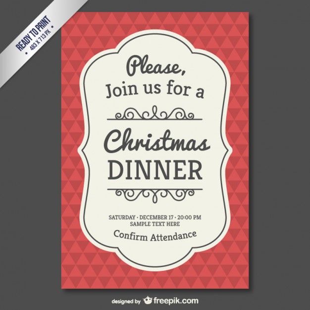 626x626 Vintage Christmas Invitation Template Vector Free Download